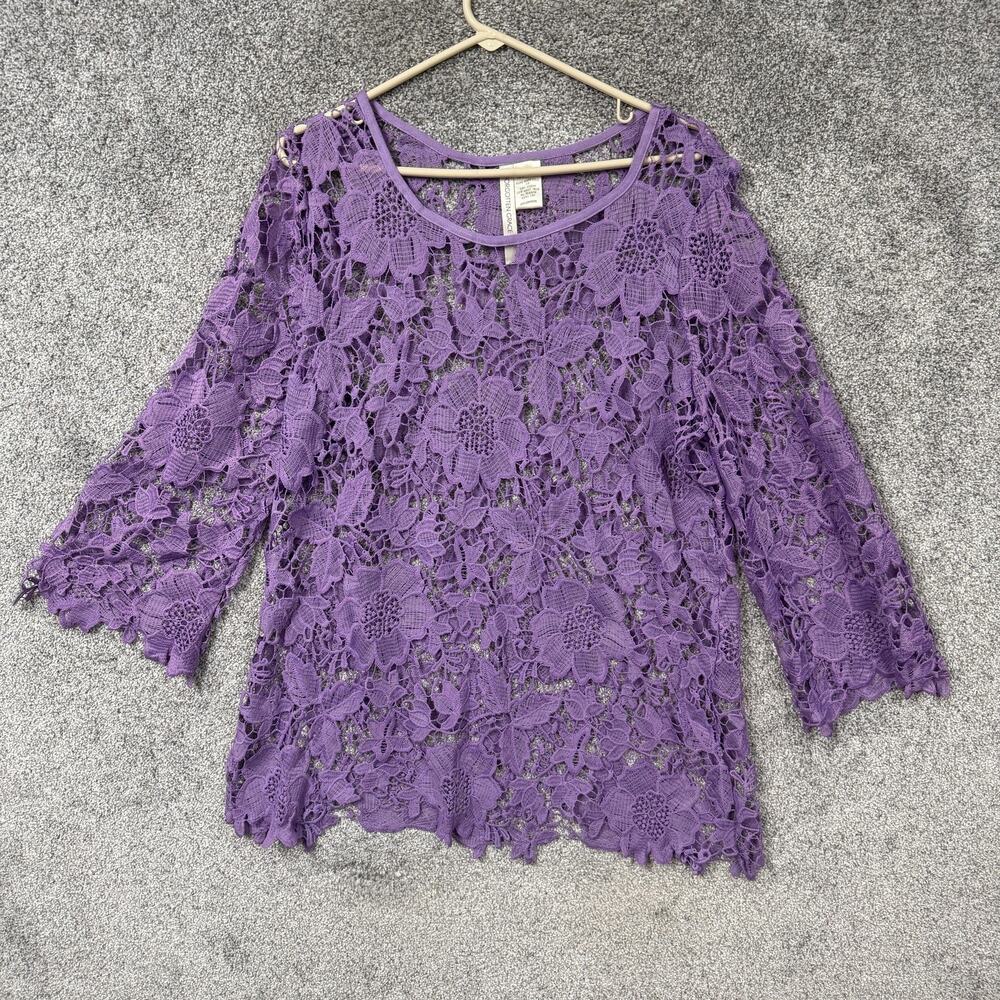 Forgotten Grace Tunic Blouse 1X Plus Floral Lace Romantic Feminine Cottagecore - Picture 1 of 10